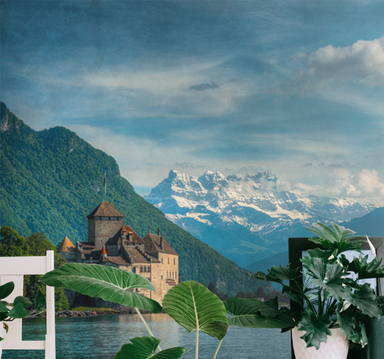 Fototapete landschaft bergiges schloss panorama - TenStickers