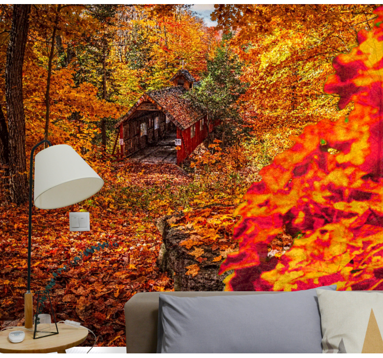 Fototapete landschaft herbst cottage - TenStickers