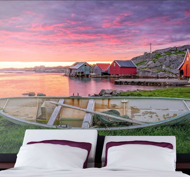 Fototapete landschaft küstendorf malerisch - TenStickers