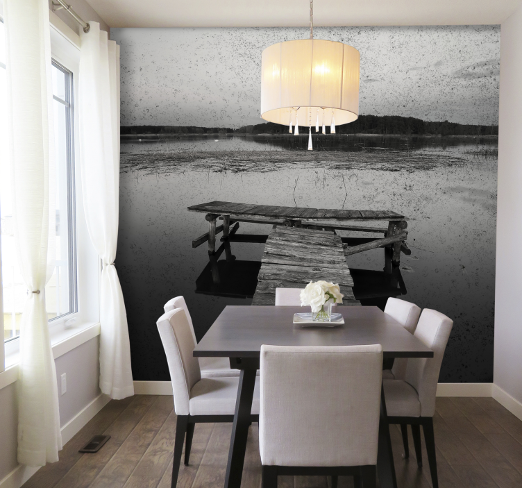 Fototapete landschaft mit malerischen hafenreflexionen - TenStickers