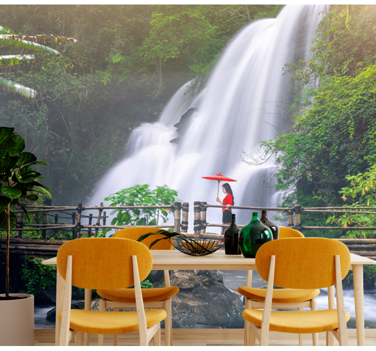 Fototapete landschaft mit ruhiger wasserfall-szene - TenStickers
