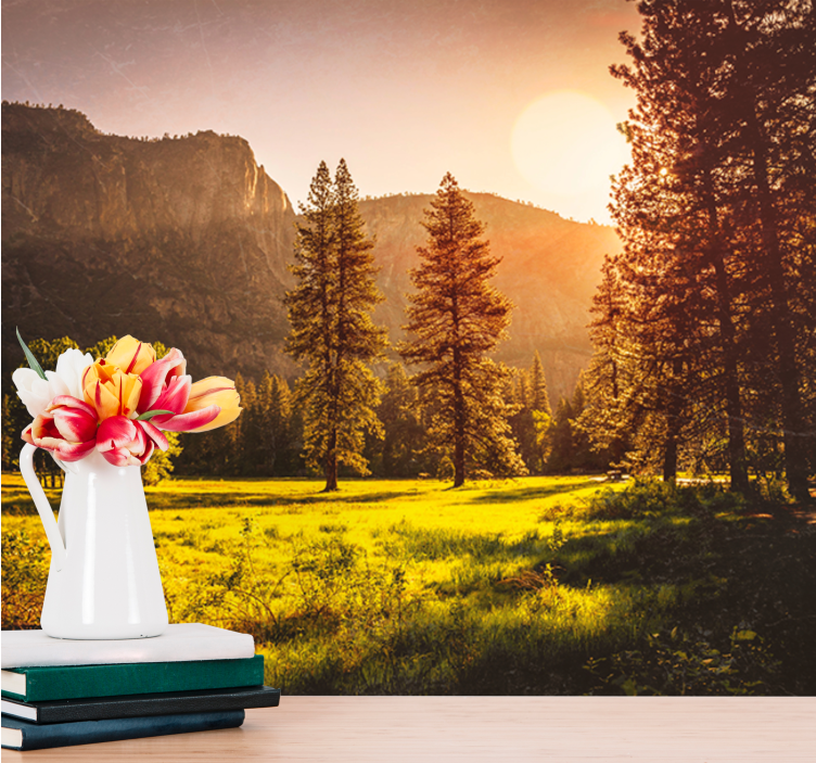 Fototapete Landschaft ruhiger sonnenuntergang in den bergen - TenStickers