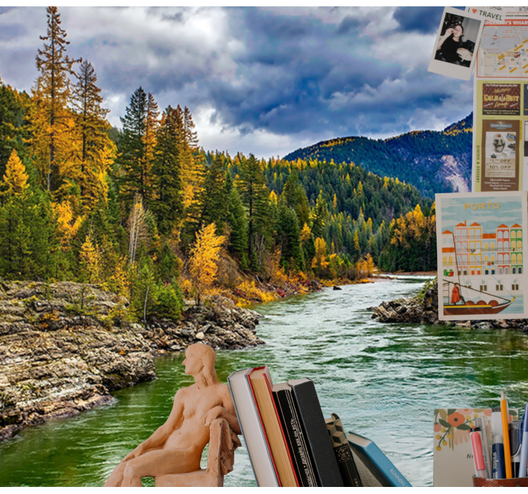 Fototapete landschaft scenic mountain river - TenStickers