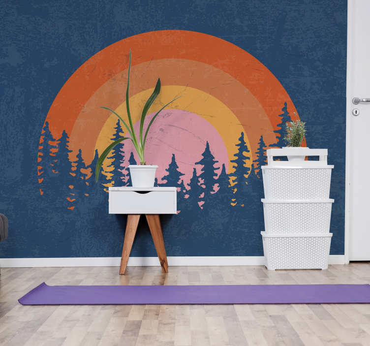 Fototapete Vintage retro wald regenbogen - TenStickers