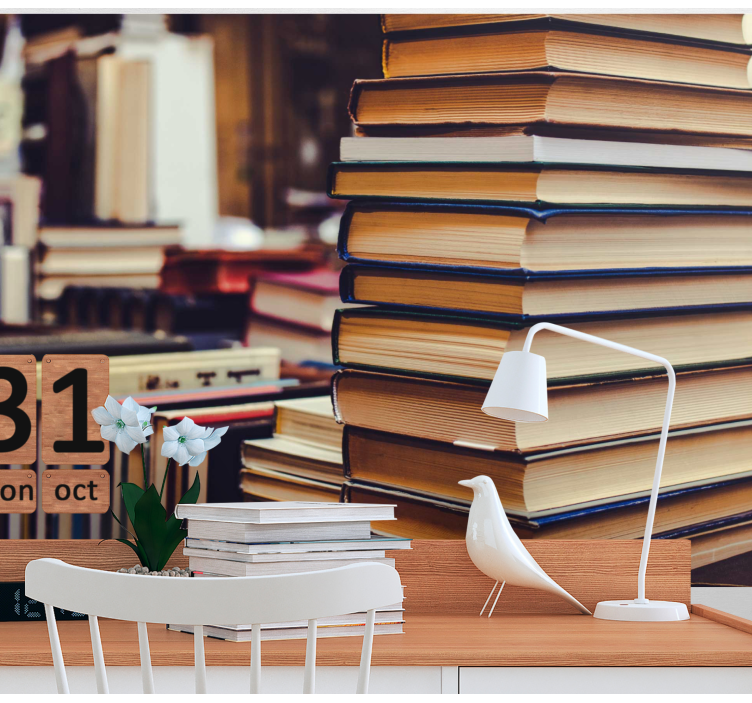 Fototapete landschaft stapelbare literaturkollektion - TenStickers