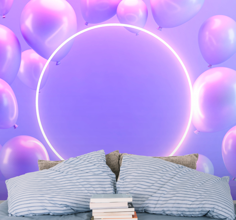 Fototapete liebe mit schwebenden ballons kreis - TenStickers