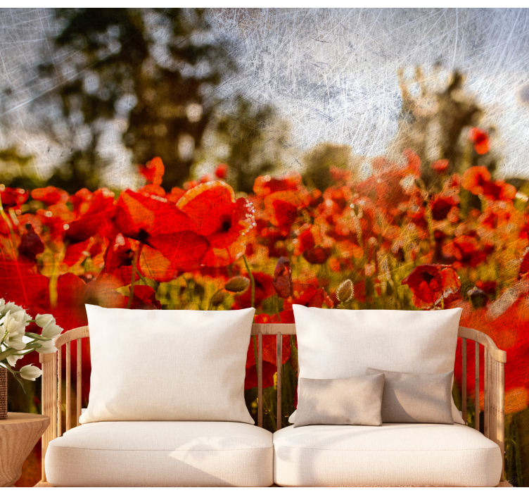 Fototapete mohnblumen poppelfeldblüte - TenStickers