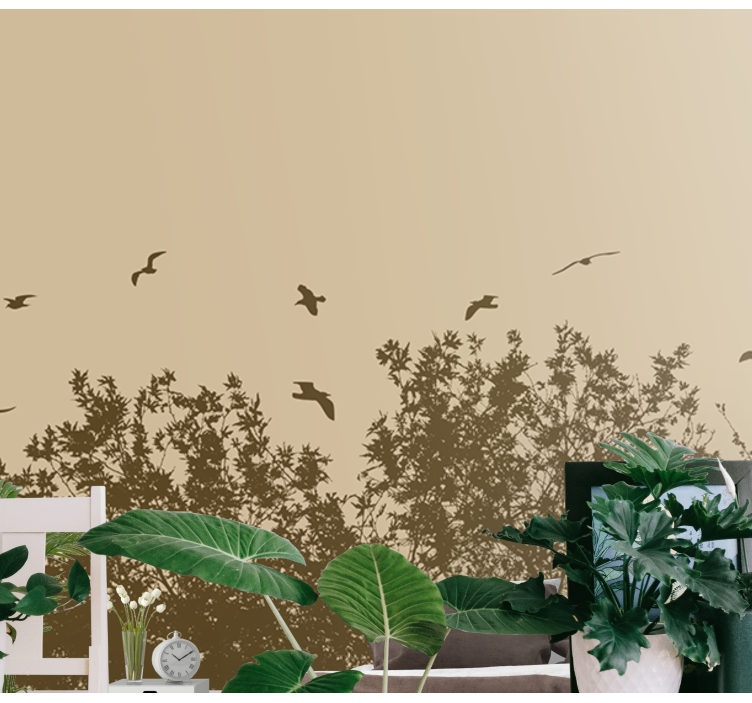 Fototapete Natur fliegende vögel silhouette - TenStickers