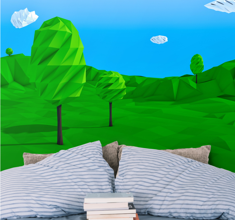 Fototapete natur geometrische grüne landschaft - TenStickers