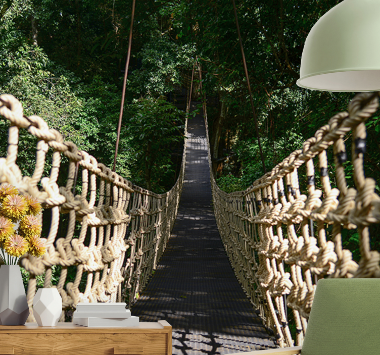 Fototapete natur hängender waldweg - TenStickers