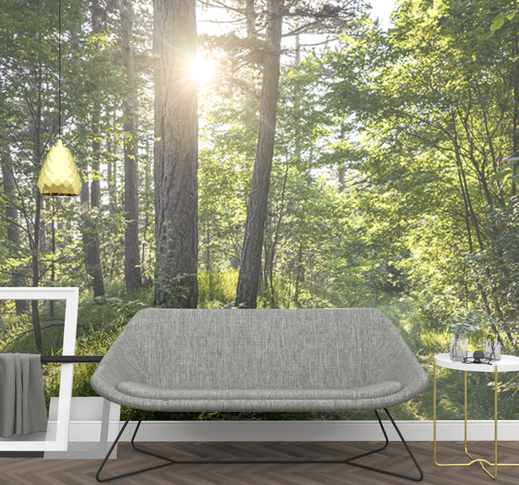 Fototapete natur leuchtender waldweg - TenStickers