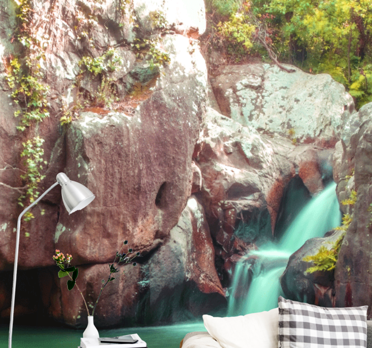 Fototapete natur mit ruhiger wasserfalllandschaft - TenStickers