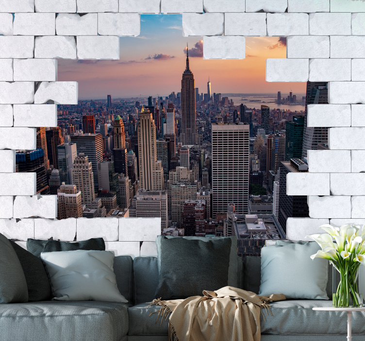 Fototapete new york skyline bei sonnenuntergang - TenStickers