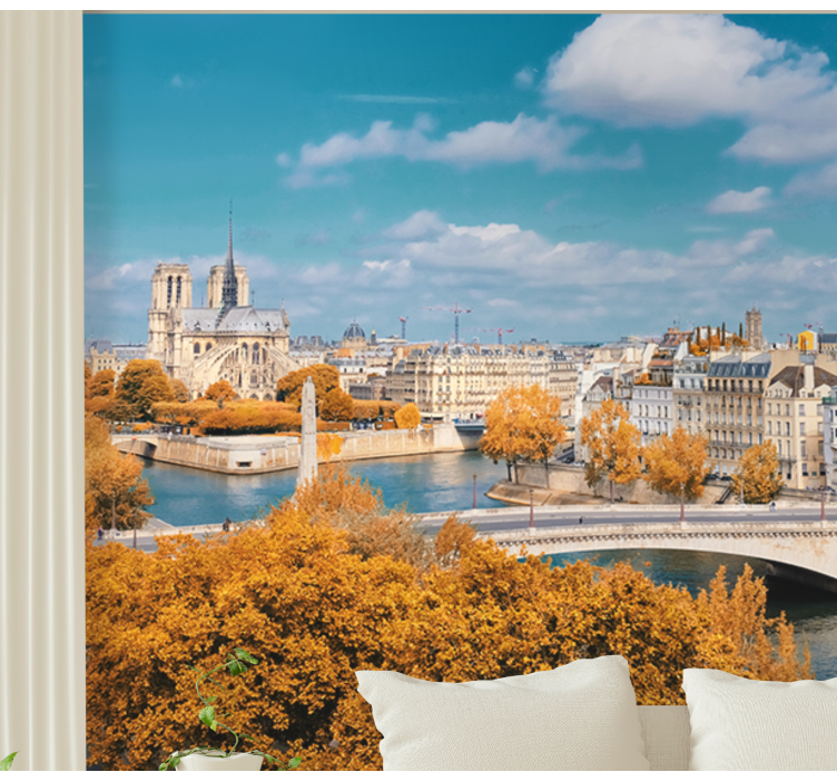 Fototapete paris blick auf die notre dame im herbst - TenStickers