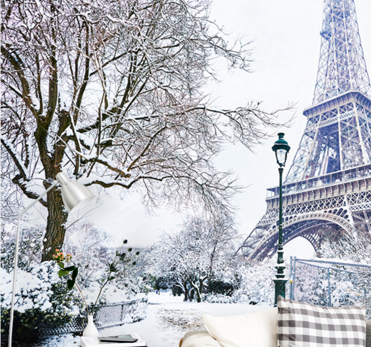 Fototapete paris eiffelturm im schnee - TenStickers