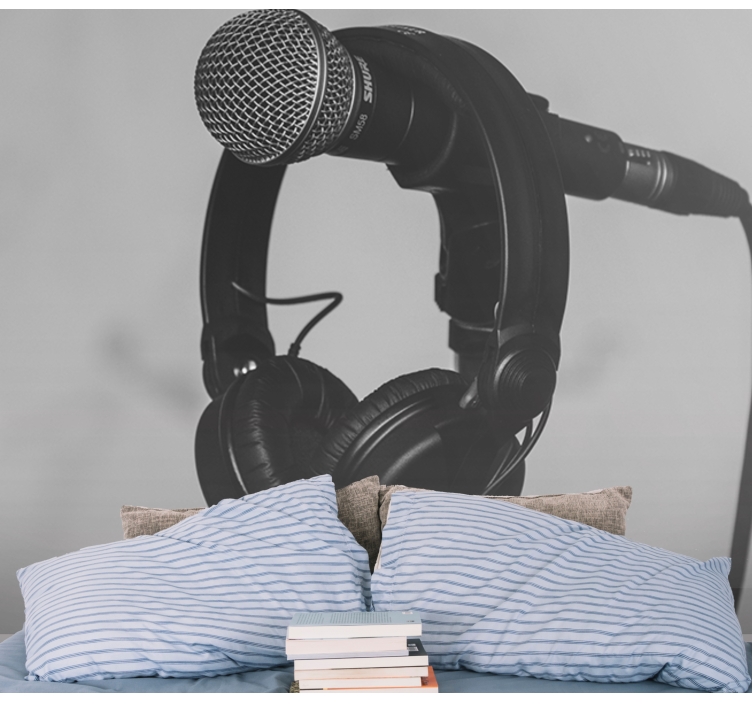 Fototapete Vintage Mikrofon und kopfhörer - TenStickers