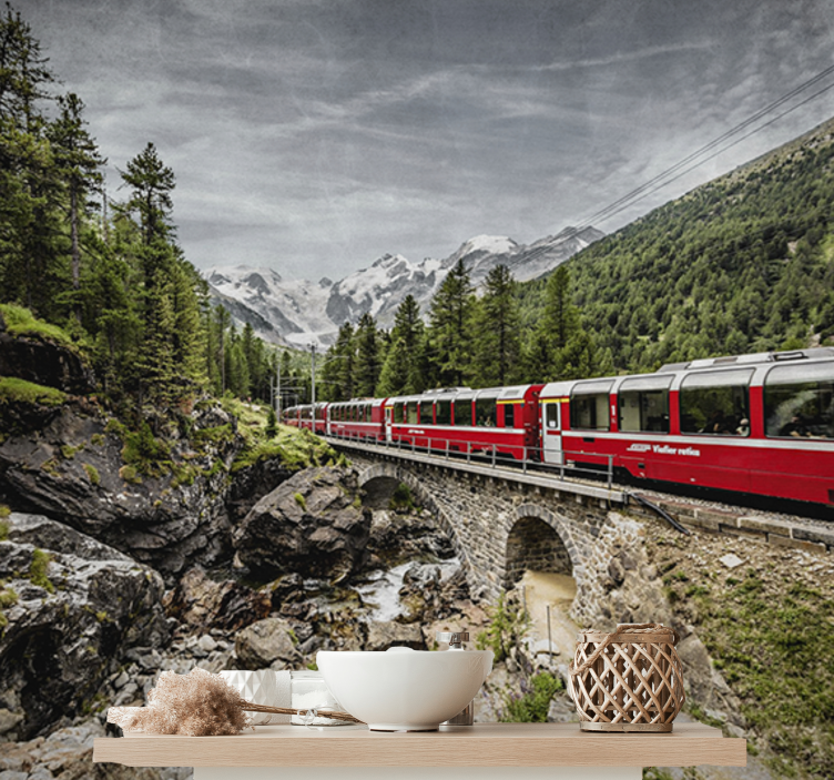 Fototapete städte mit bergbahnreise - TenStickers