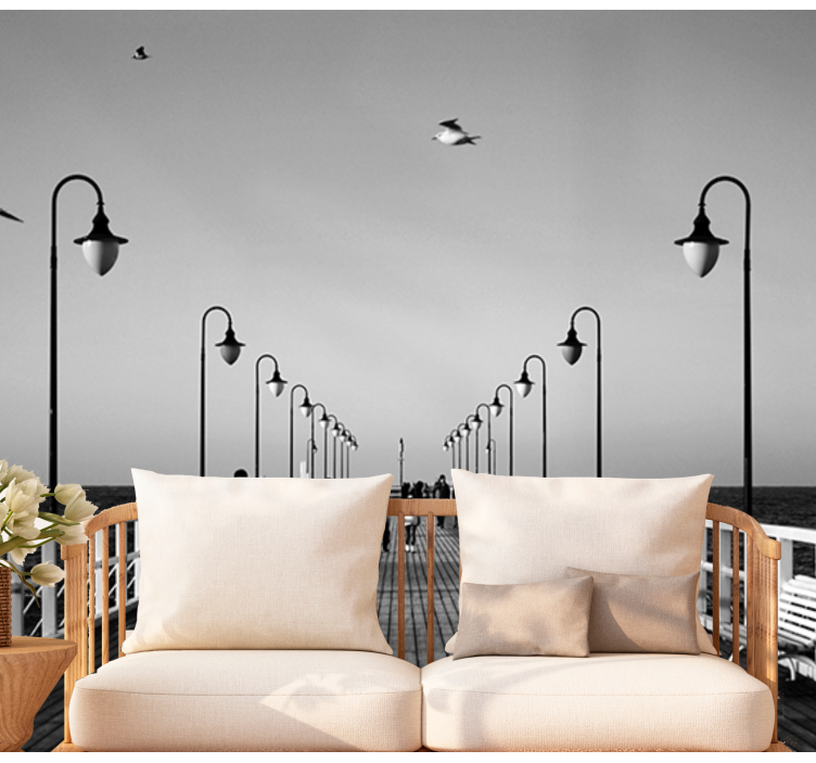 Fototapete Städte spaziergang am pier am meer - TenStickers