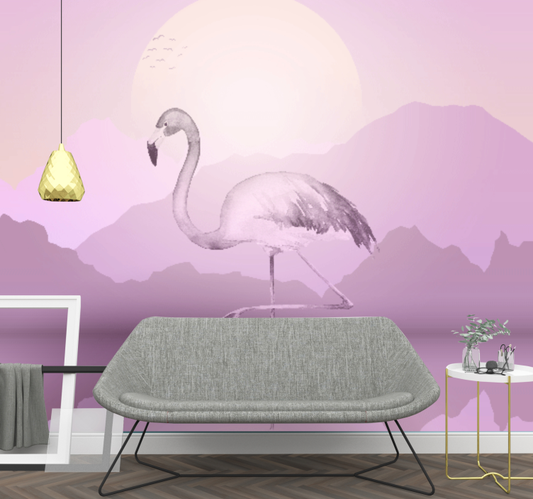 Fototapete tiere elegante flamingo silhouette - TenStickers