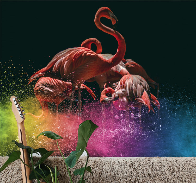 Fototapete tiere flamingo party spritzer - TenStickers