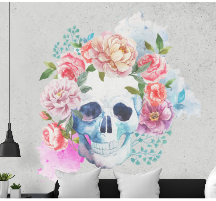 Fototapete Tiere florale totenkopfkunst - TenStickers