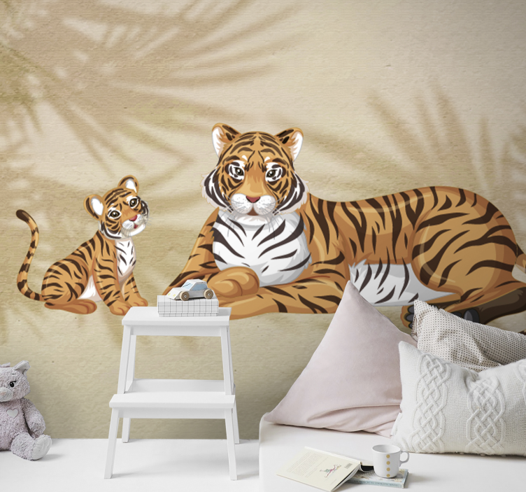 Fototapete tiere mutter und baby tiger - TenStickers