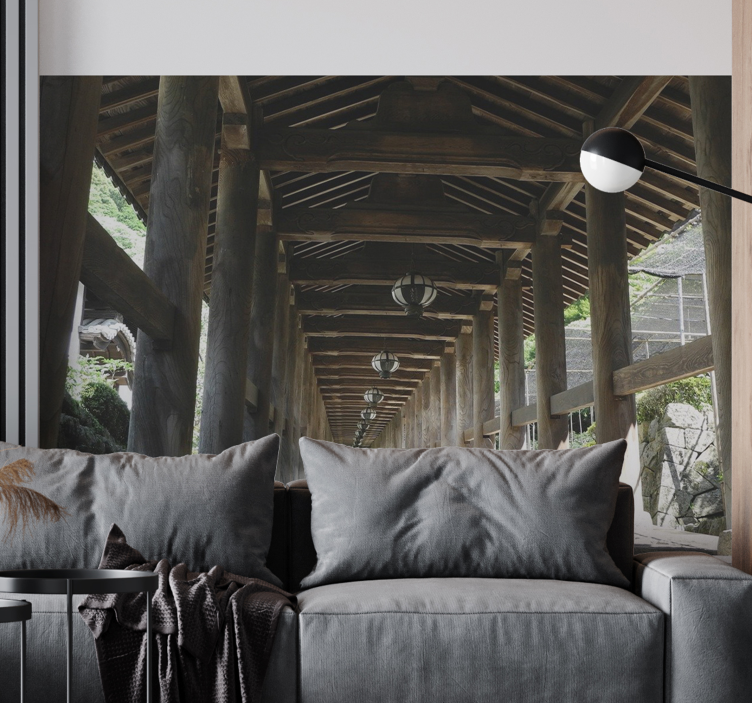 Fototapete wald blick auf den holzweg - TenStickers