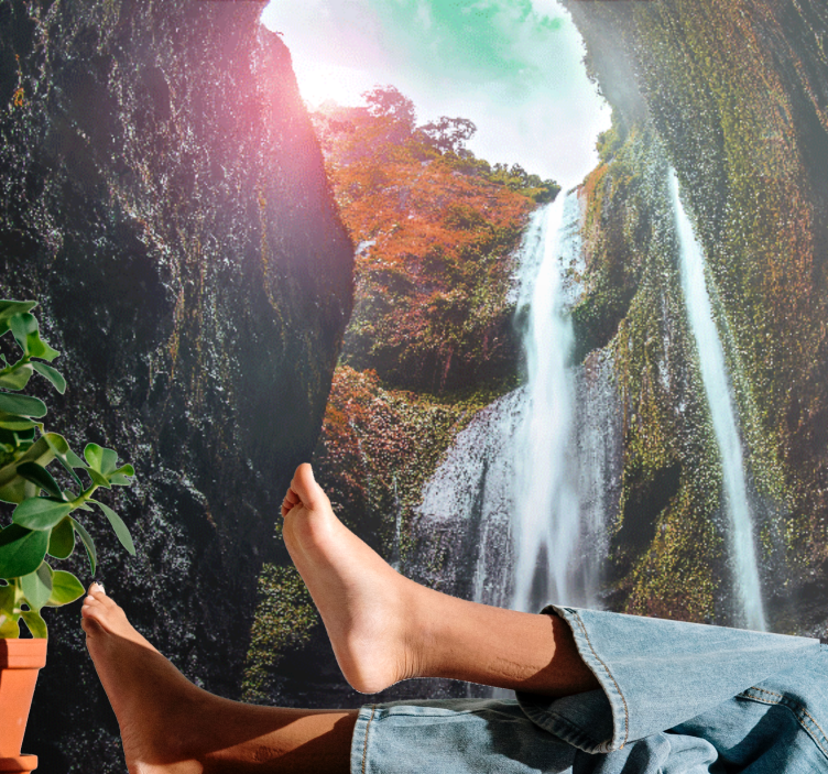 Fototapete wasserfall majestätische wasserfalllandschaft - TenStickers