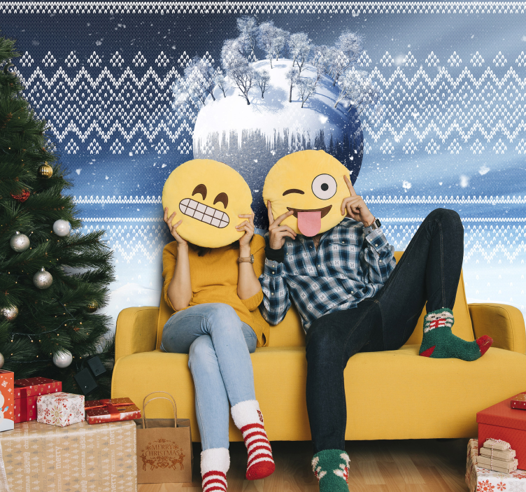 Fototapete Weihnachten festlicher emoji-spaß - TenStickers