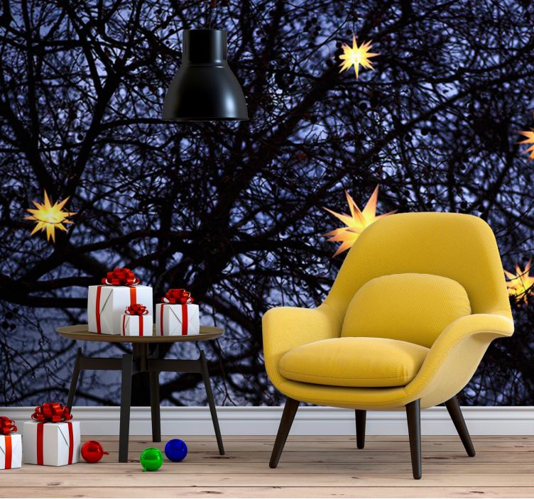 Fototapete weihnachten goldene sternennacht - TenStickers