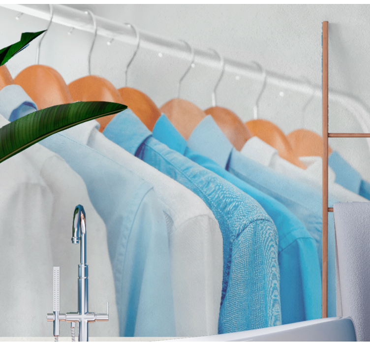 Fototapete weitere Muster hängende blaue hemden - TenStickers