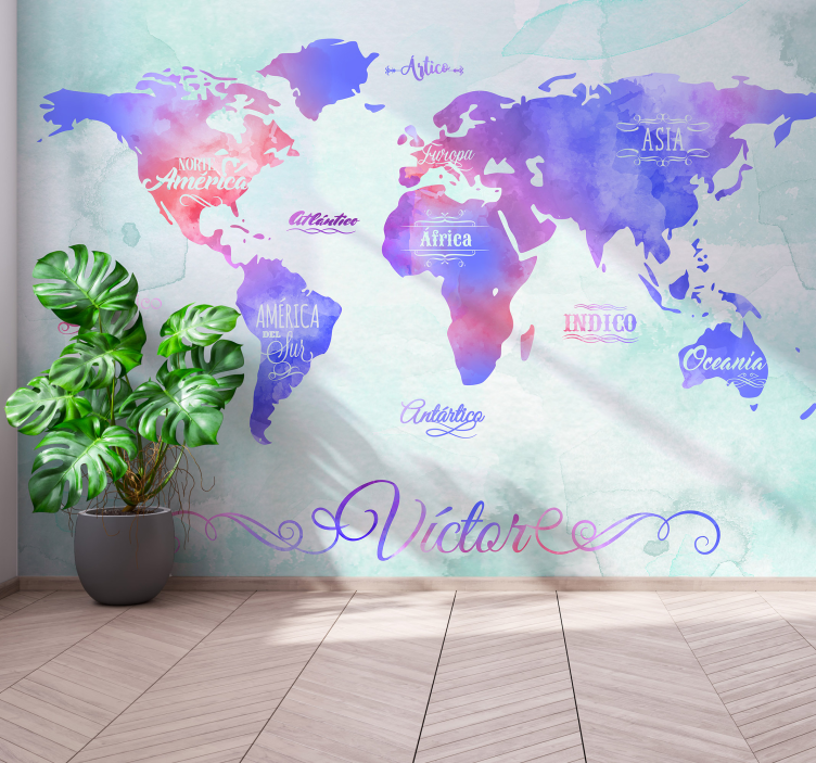 Fototapete weltkarte im world map design - TenStickers