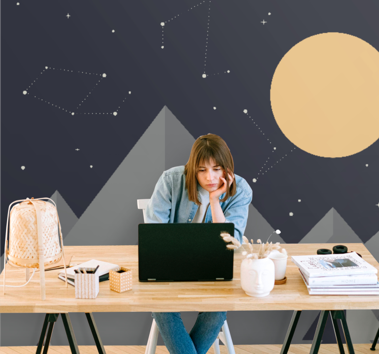 Fototapete weltraum mondschein berggipfel - TenStickers