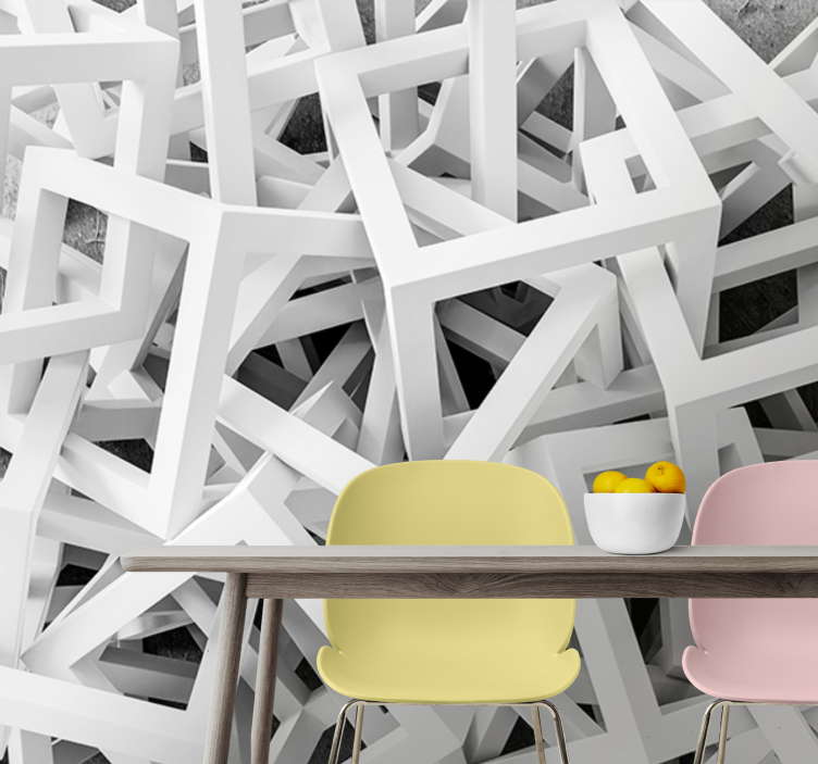 Fototapeten muster abstrakte weiße formen - TenStickers