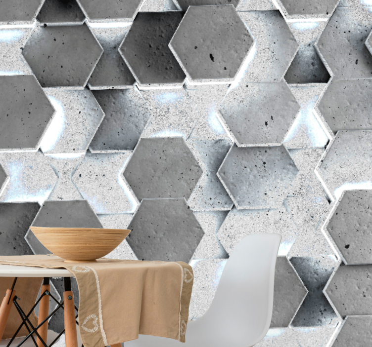 Fototapeten muster in hexagonalem beton-design - TenStickers