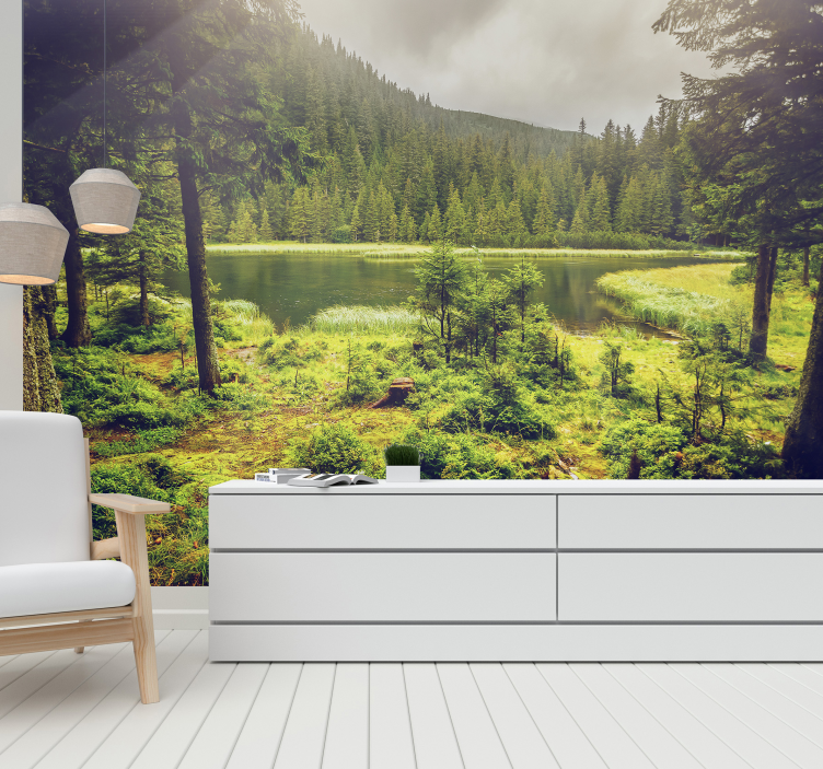 Tapete Wohnzimmer Grüne Bäume - TenStickers