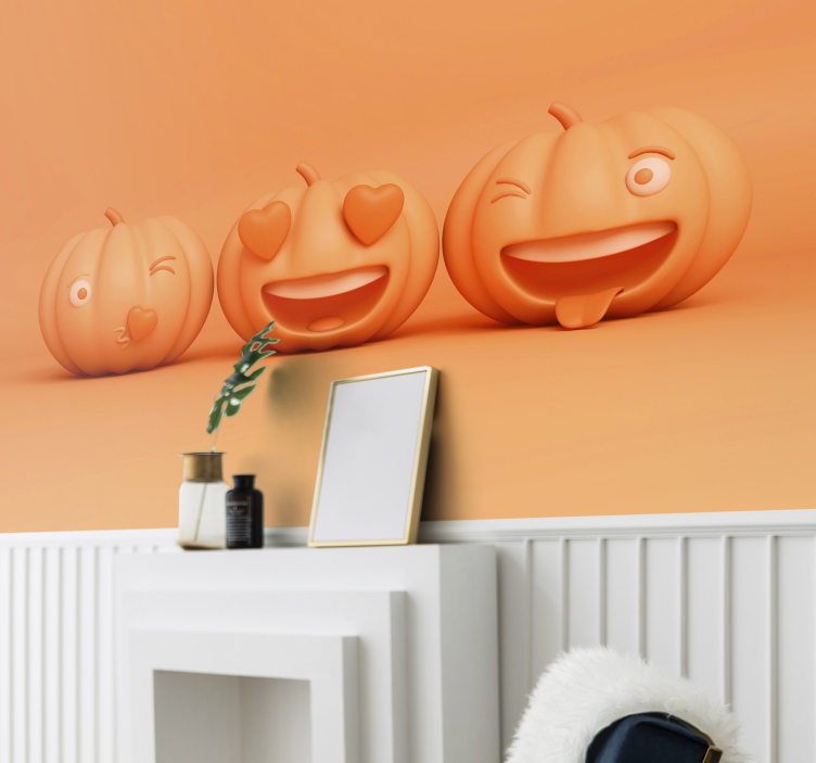 Halloween Fototapete lustige kürbisgesichter - TenStickers