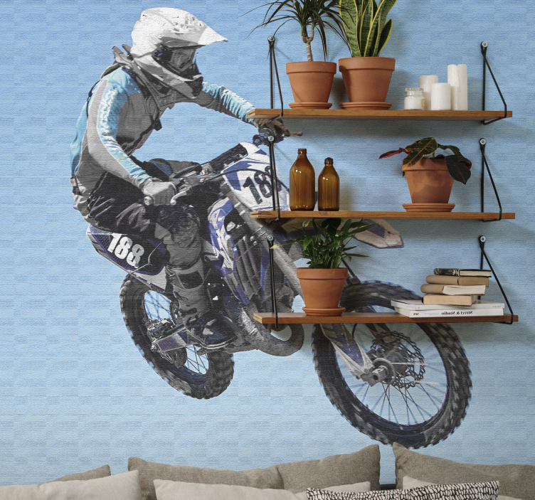 Fototapete Motorrad Extrem springendes motocross-wandbild - TenStickers