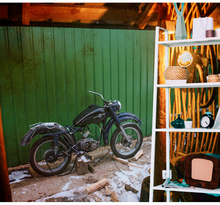 Fototapete Motorrad Vintage werkstatt - TenStickers