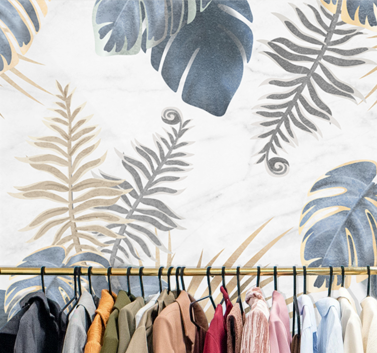 Fototapete Natur Blaue tropische pläne weißer Hintergrund - TenStickers