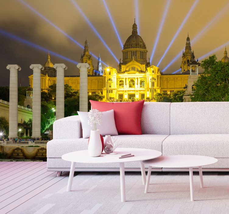 Palast montjuic bei nacht Fototapete - TenStickers