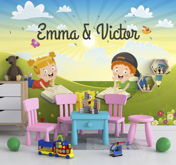 Personalisierte Leseecke Kinder Wandtapete - TenStickers