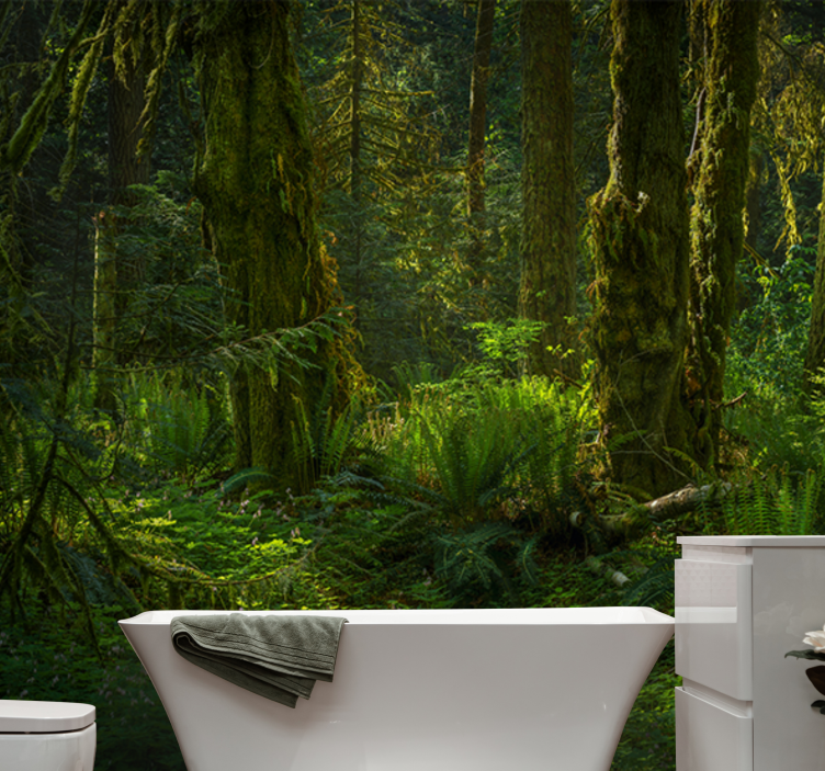 Fototapete Baum Mystischer grüner wald - TenStickers