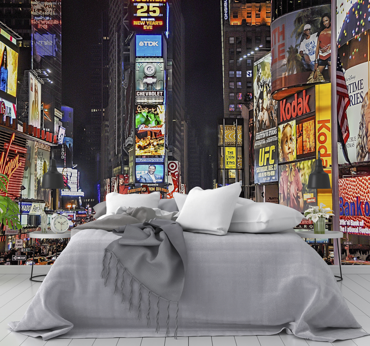 Times Square New York Fototapete Schlafzimmer - TenStickers