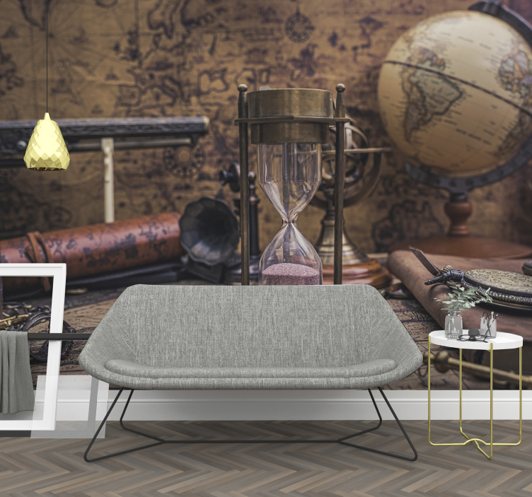 Fototapete Weltkarte unter Sanduhr - TenStickers