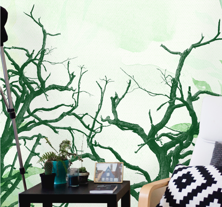 Fototapete Wald Krumme grüne bäume - TenStickers