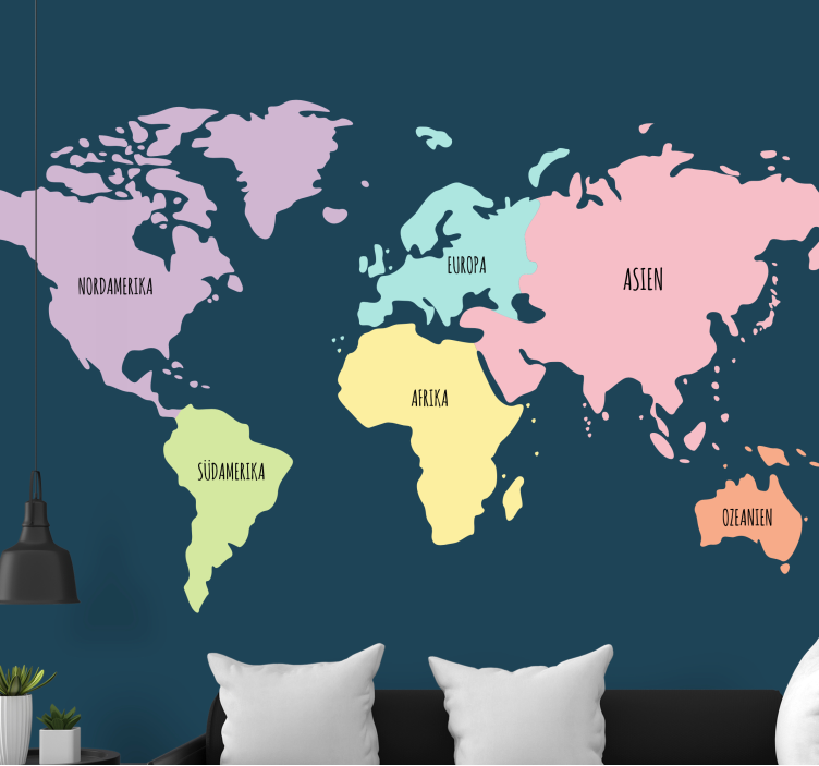 Fototapete Weltkarte Kontinente pastellfarben de - TenStickers