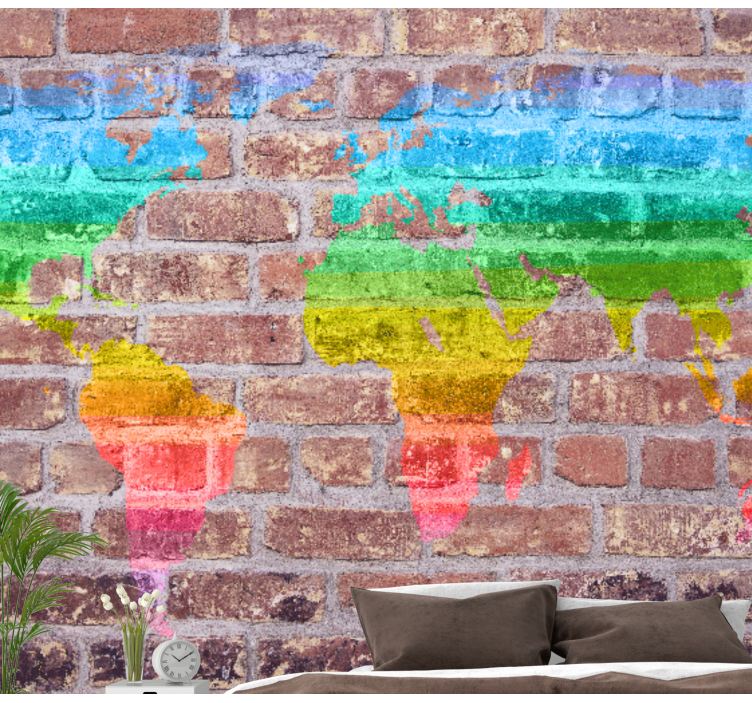 Fototapete Weltkarte Regenbogen-weltkarte - TenStickers
