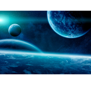 Blaue Weltall Fototapete - TenStickers