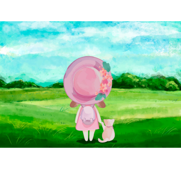 Kinder Fototapete Mädchen auf der Wiese - TenStickers